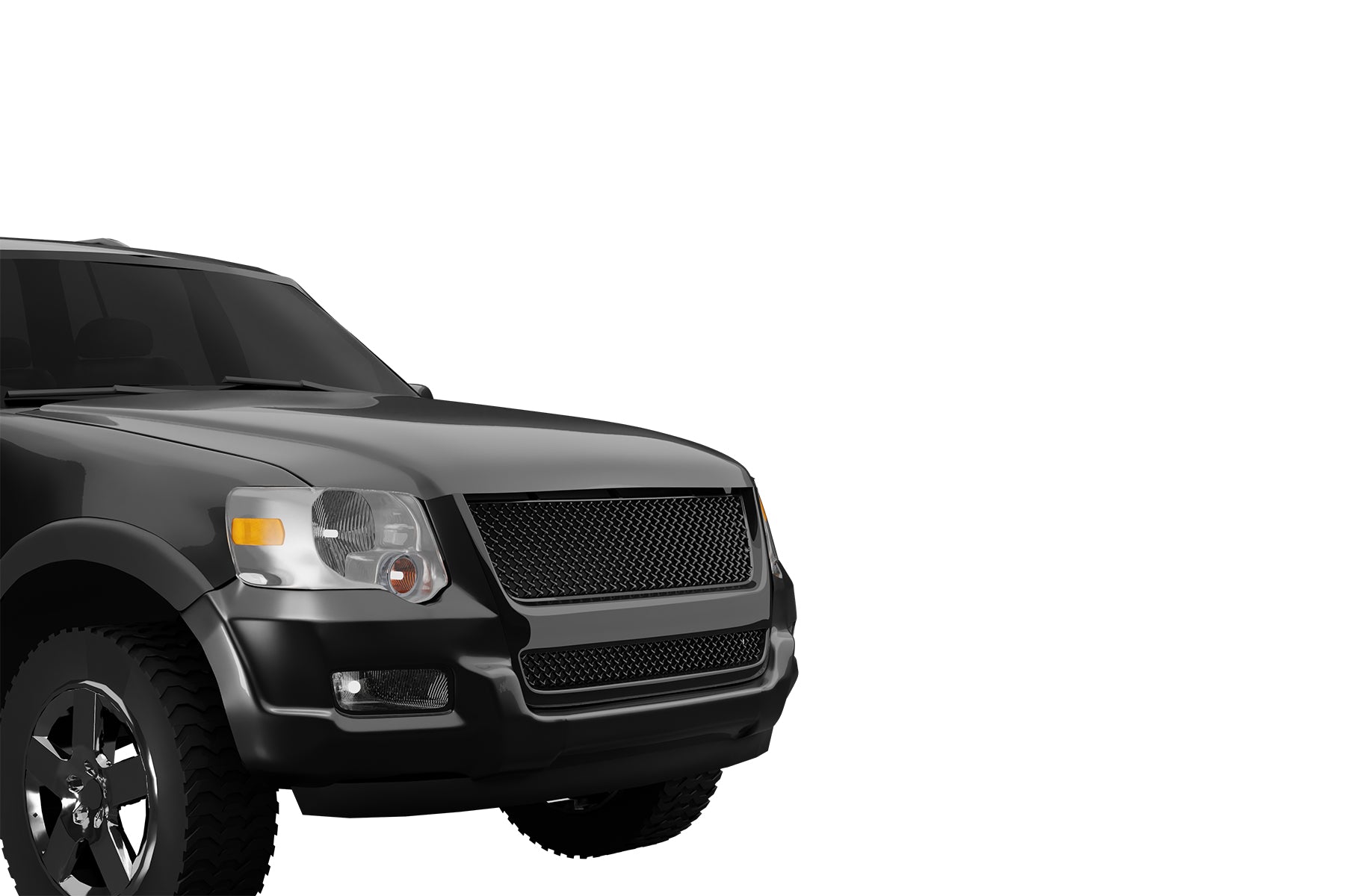 Premium ABS Gloss Black Sport Mesh Grille for Ford Explorer Sport Trac 2007-2010 | Direct Fit & UV-Resistant