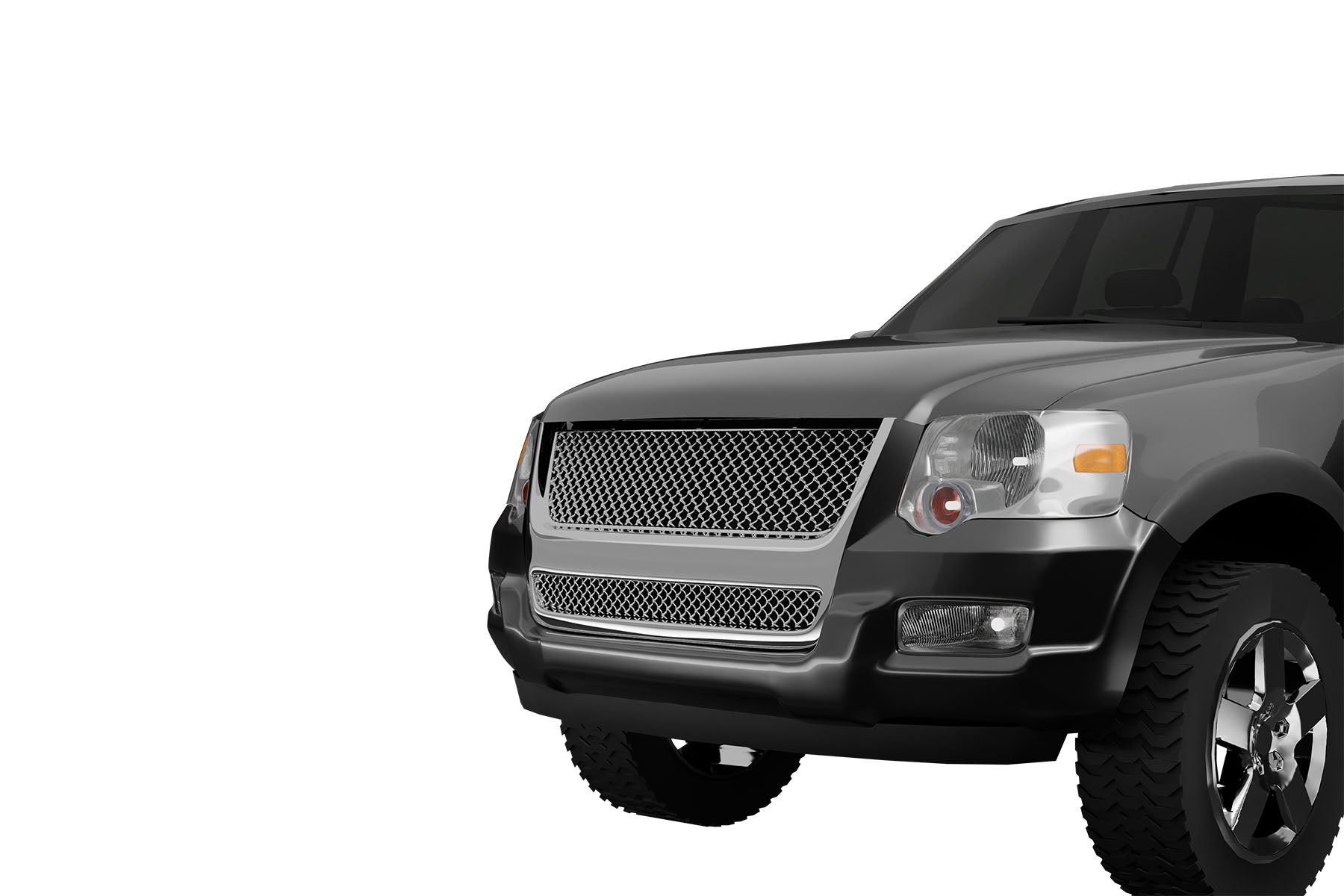 Premium ABS Chrome Sport Mesh Grille for 2007-2010 Ford Explorer Sport Trac | Direct Fit & UV-Resistant