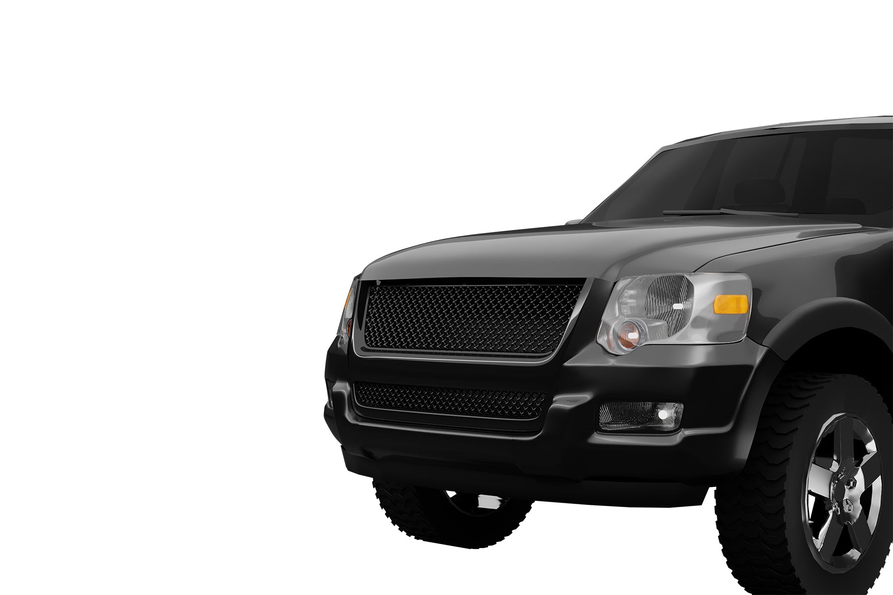 Premium ABS Gloss Black Sport Mesh Grille for Ford Explorer Sport Trac 2007-2010 | Direct Fit & UV-Resistant