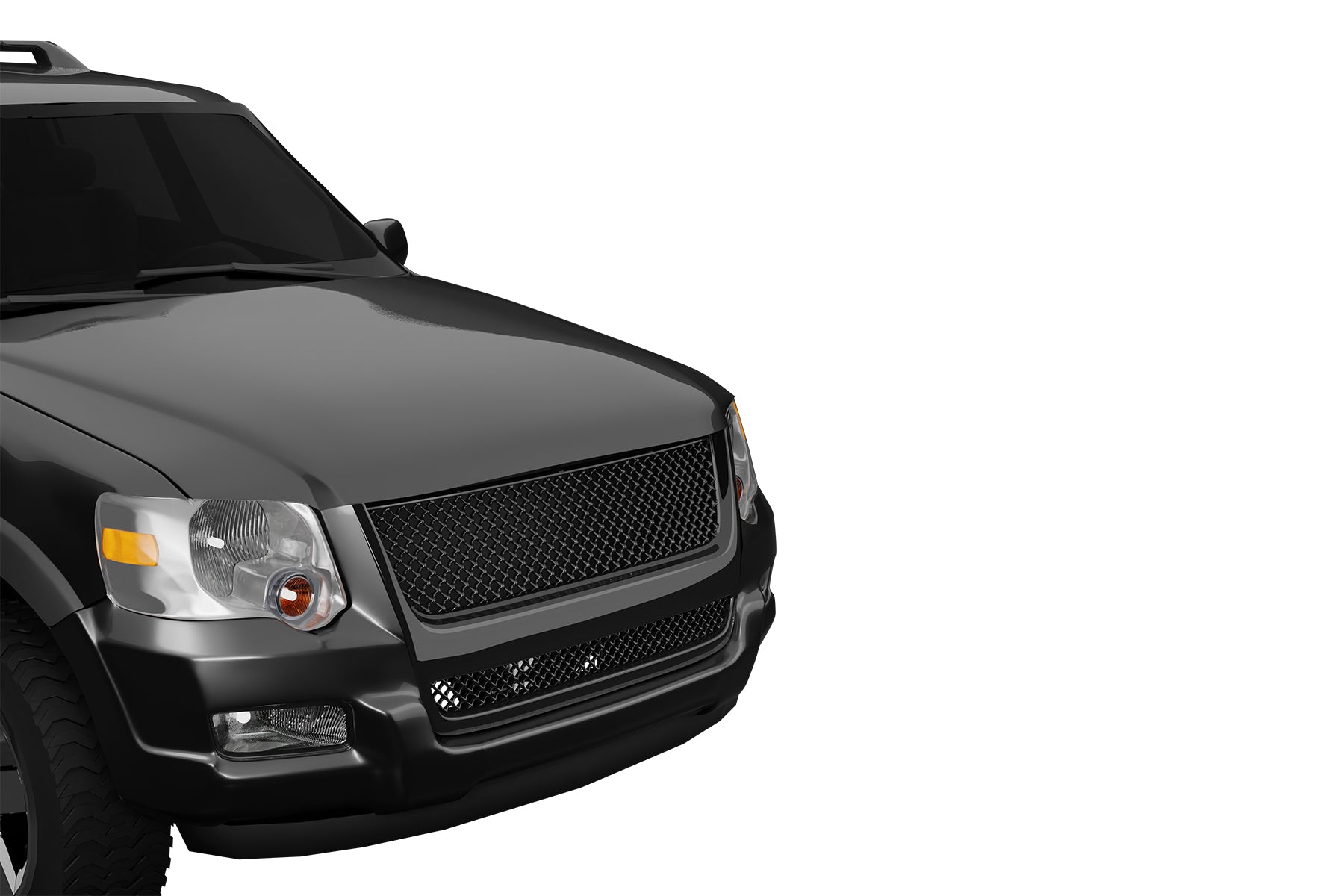 Premium ABS Gloss Black Sport Mesh Grille for Ford Explorer Sport Trac 2007-2010 | Direct Fit & UV-Resistant