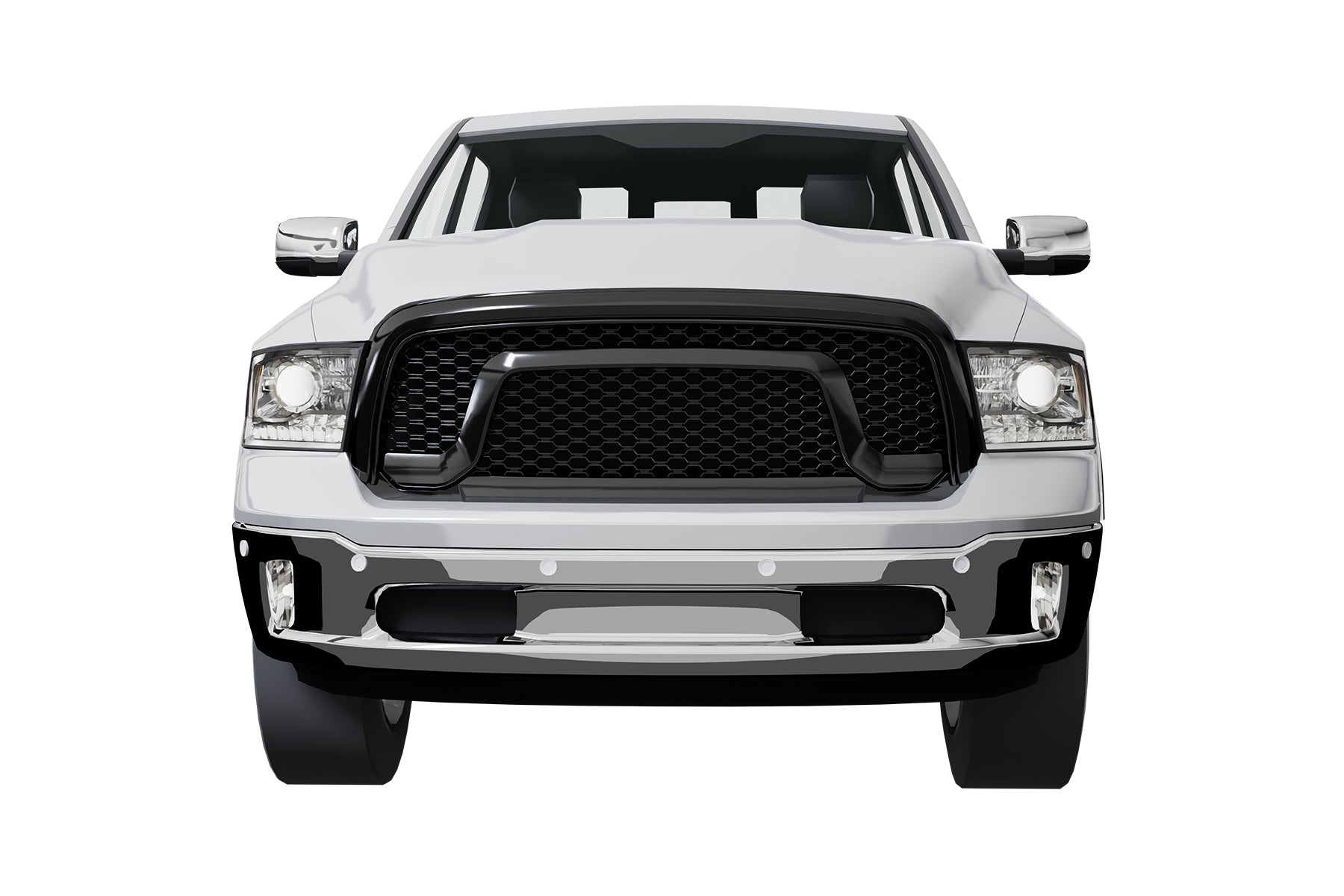 Premium ABS Gloss Black Rebel Style Honeycomb Mesh Grille for Ram 1500 2013-2022 Classic | Direct Fit & UV-Resistant