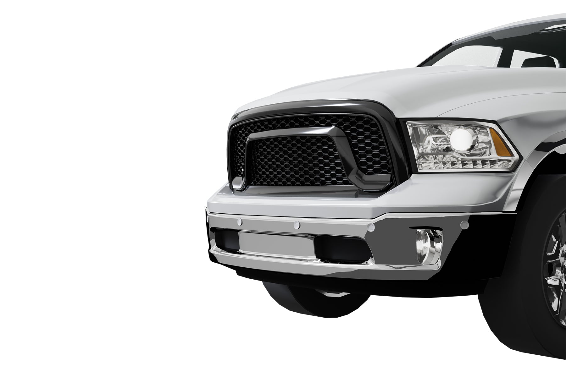 Premium ABS Gloss Black Rebel Style Honeycomb Mesh Grille for Ram 1500 2013-2022 Classic | Direct Fit & UV-Resistant