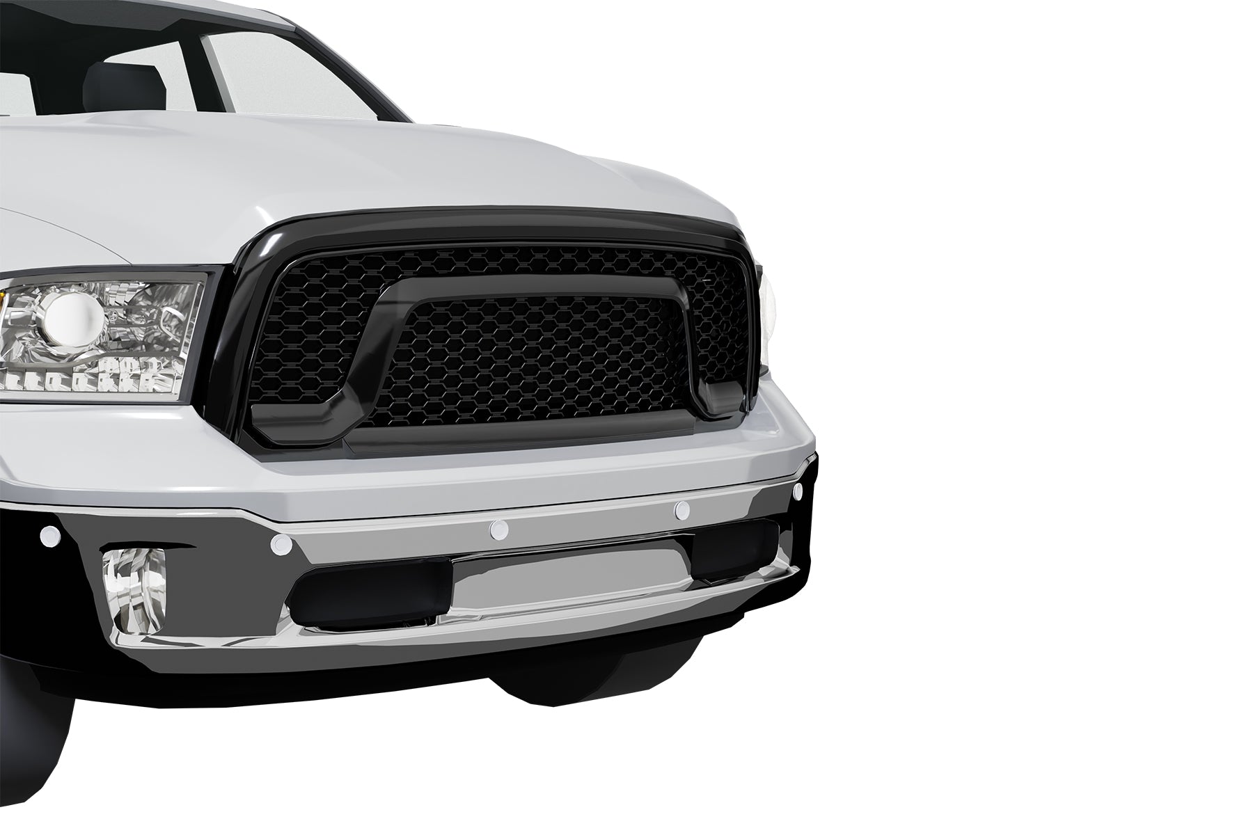 Premium ABS Gloss Black Rebel Style Honeycomb Mesh Grille for Ram 1500 2013-2022 Classic | Direct Fit & UV-Resistant