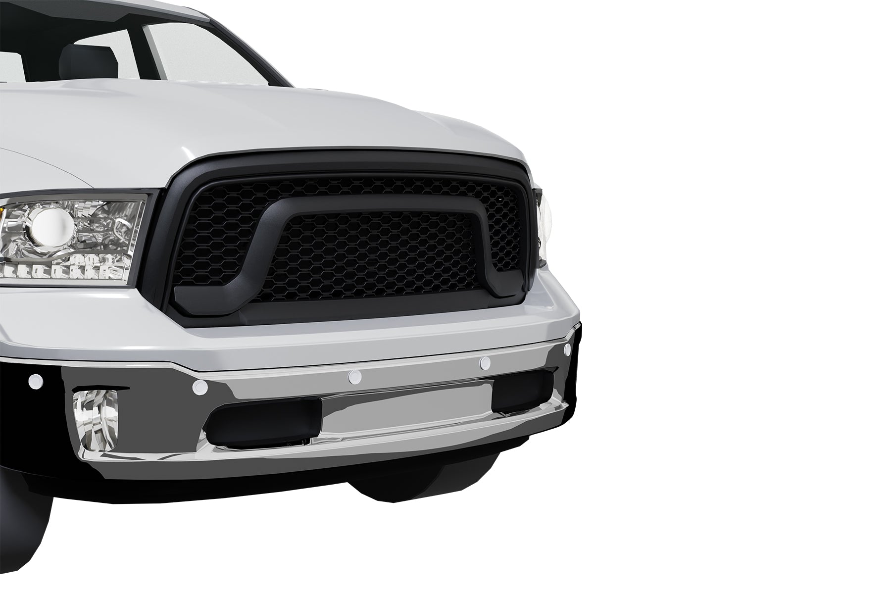 Premium ABS Matte Black Rebel Style Honeycomb Mesh Grille for Ram 1500 2013-2022 Classic | Direct Fit & UV-Resistant