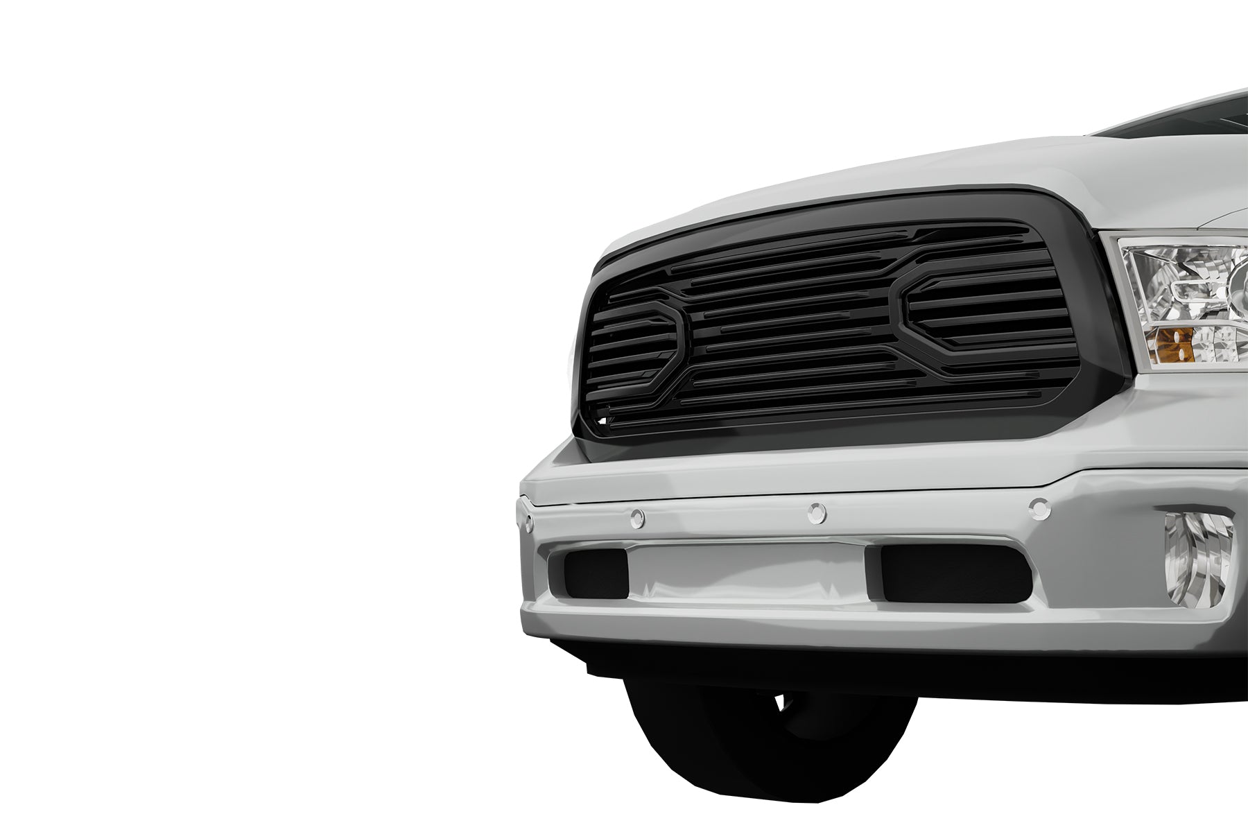 Premium ABS Gloss Black Big Horn Style Grille for 2013-2018 Dodge Ram 1500 | Direct Fit & UV-Resistant
