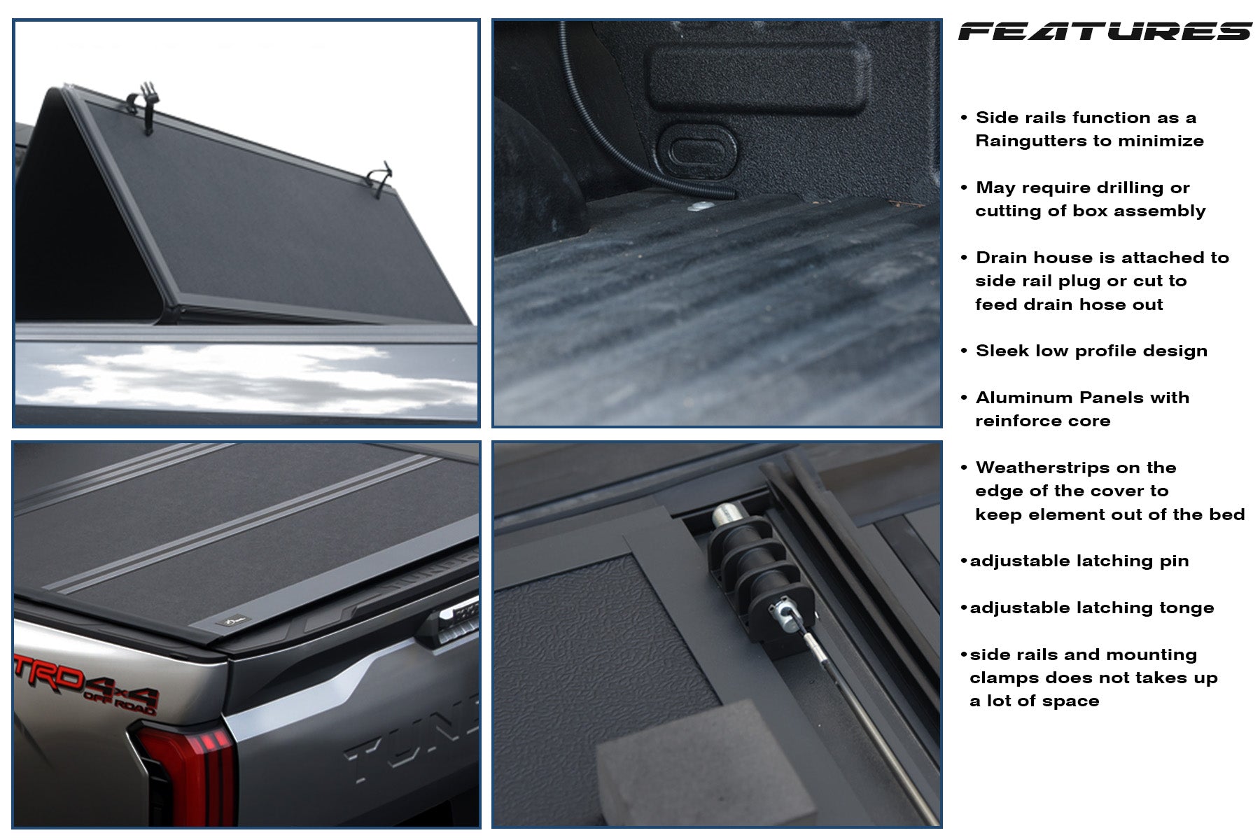 MilesRunner For 88-00 Chevy Chevrolet C10 C/K 6.5' Bed Low Profile Hard Tri Fold Tonneau Cover