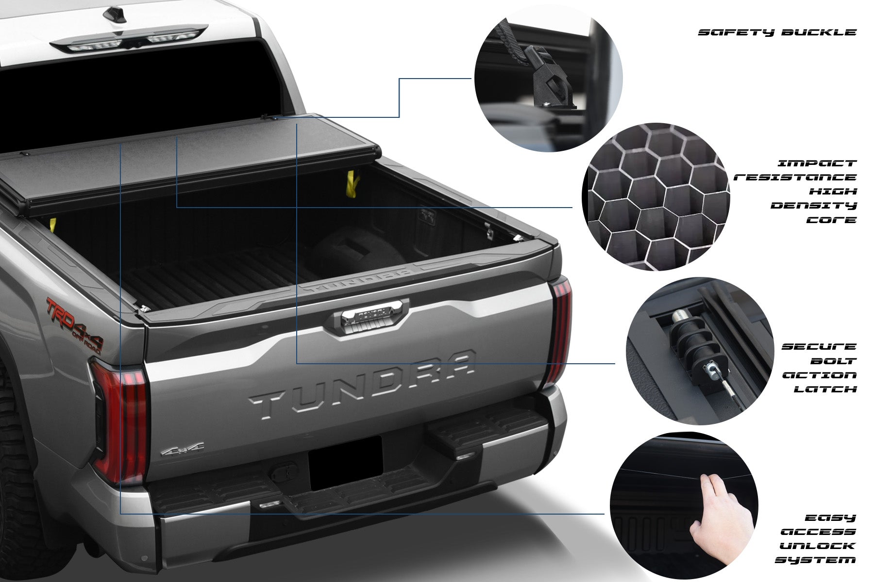 MilesRunner For 88-00 Chevy Chevrolet C10 C/K 6.5' Bed Low Profile Hard Tri Fold Tonneau Cover