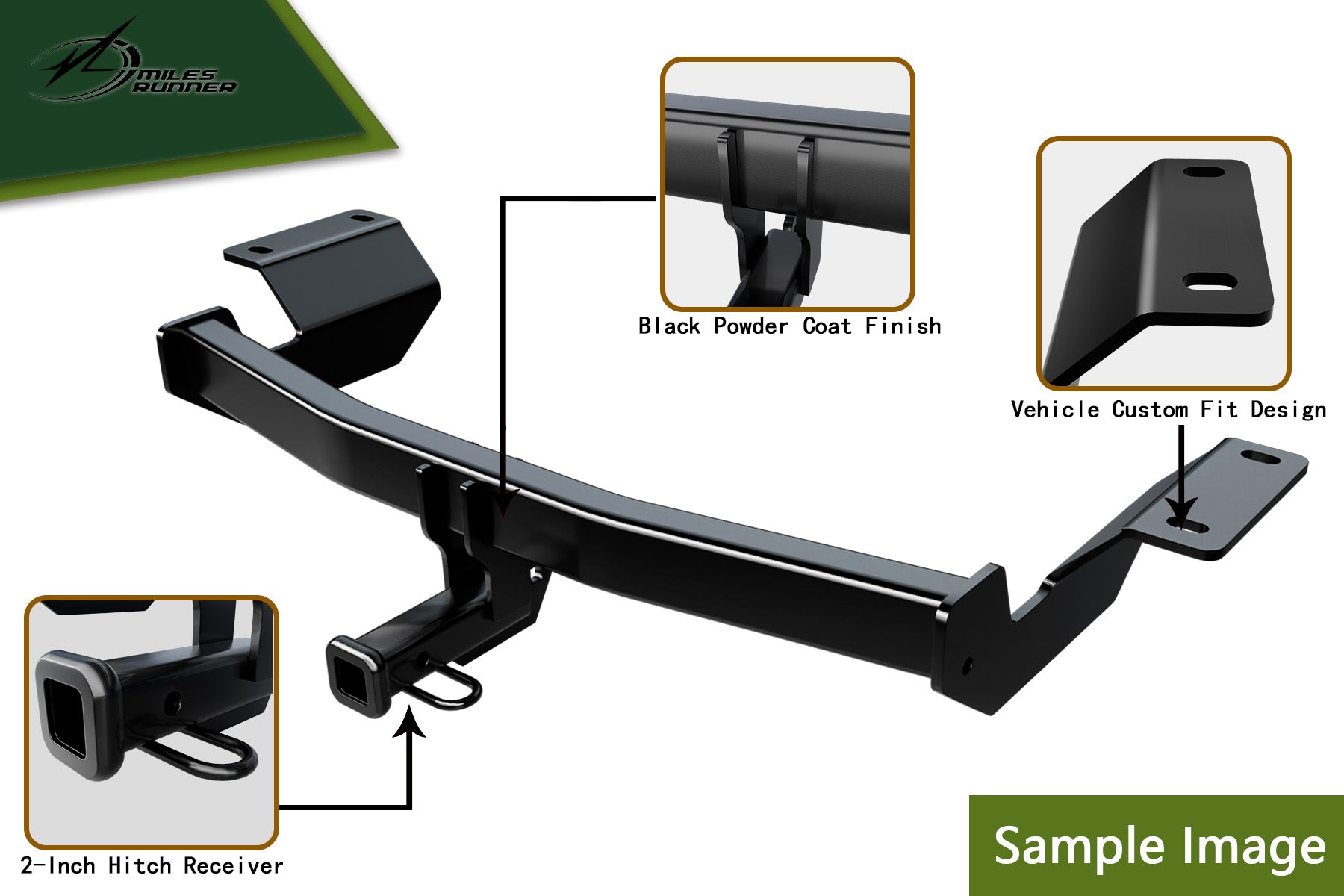 MilesRunner For 05-25 Frontier/09-12 Equator Class 3 Trailer Hitch Receiver 2" - Black